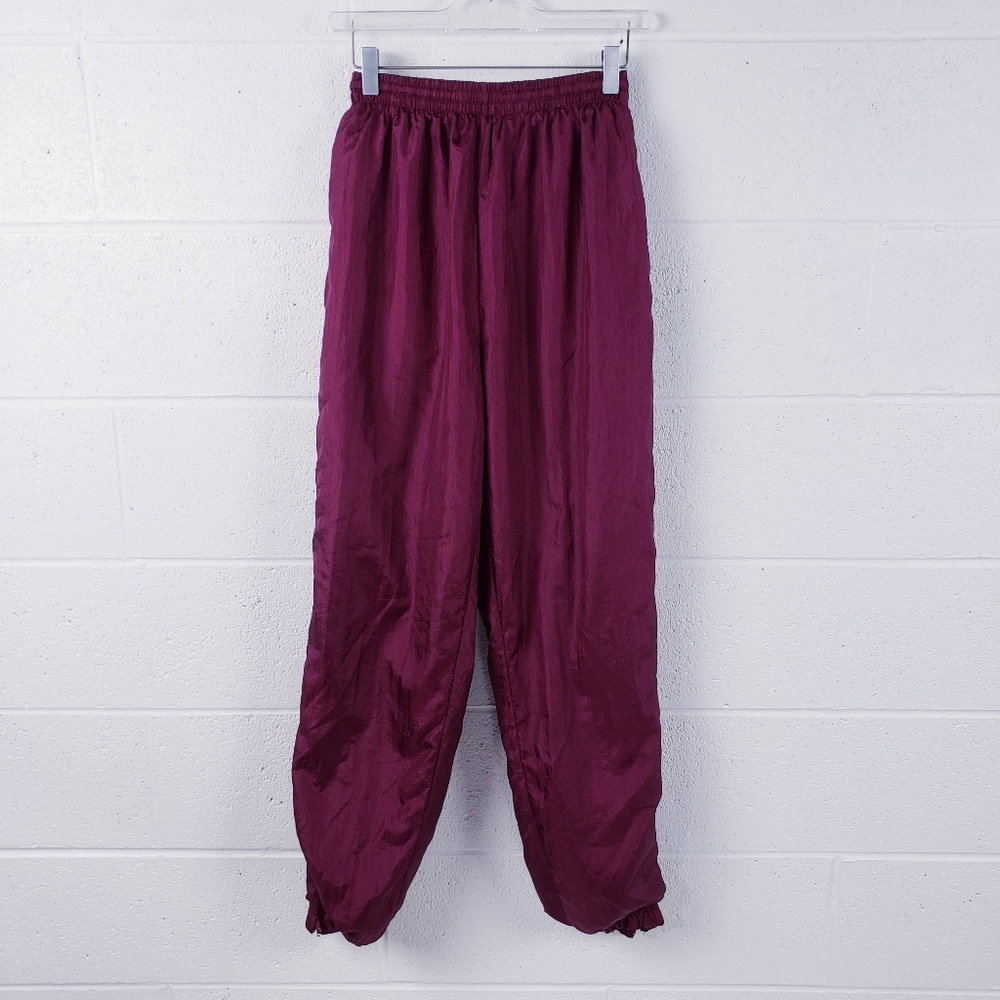 Vintage 80s Boho‎ Track Suit Swishy Purple Floral Geometric Pattern Medium - Picture 7 of 14